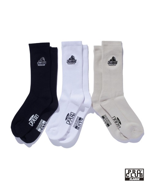 PRO CLUB (プロクラブ)の「XLARGE×PROCLUB 3 PACK SOCKS(ソックス/靴下・メンズ・ブラック/ホワイト/ベージュ・ONE SIZE)」の8枚目の写真