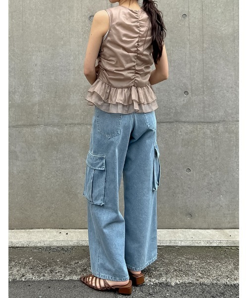 Re:EDIT（リエディ）の「[2024 SUMMER COLLECTION][低身長/高身長サイズ有]コットンデニムサイドポケットカーゴパンツ（デニムパンツ・レディース・ブラック/ブルー・SHORT/SMALL/MEDIUM/TALL/LARGE）」の21枚目の写真