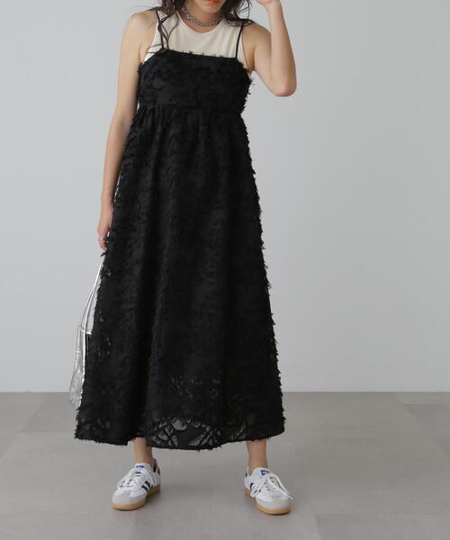 FREE'S MART（フリーズマート）の「◆フリンジジャガードキャミワンピース（ワンピース・レディース・ホワイト/ブラック・SMALL/MEDIUM）」の7枚目の写真