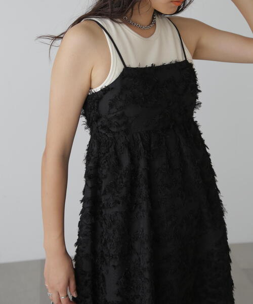 FREE'S MART（フリーズマート）の「◆フリンジジャガードキャミワンピース（ワンピース・レディース・ホワイト/ブラック・SMALL/MEDIUM）」の8枚目の写真