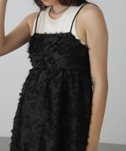 FREE'S MART（フリーズマート）の「◆フリンジジャガードキャミワンピース（ワンピース・レディース・ホワイト/ブラック・SMALL/MEDIUM）」の10枚目の写真