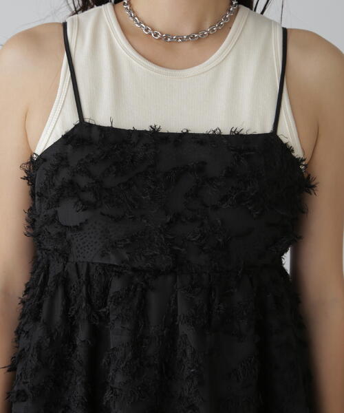 FREE'S MART（フリーズマート）の「◆フリンジジャガードキャミワンピース（ワンピース・レディース・ホワイト/ブラック・SMALL/MEDIUM）」の13枚目の写真