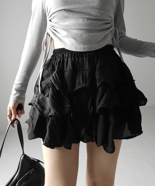 セール】※【 インパン裏地付 】3段クリンクルシアーフリルボリューム セール】※【 インパン裏地付 】3段クリンクルシアーフリルボリューム