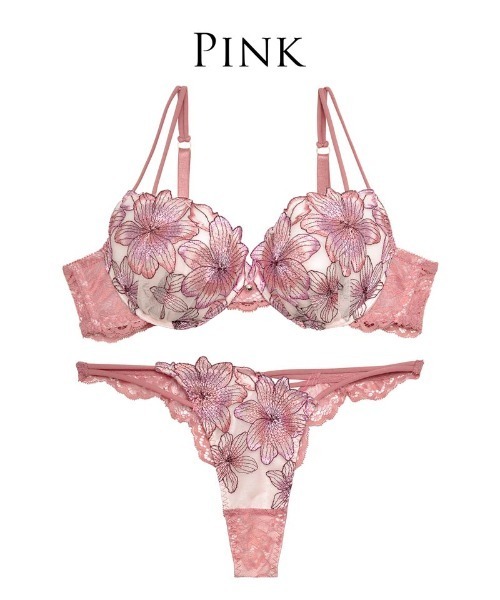 スイート シアー リリー ブラジャー & バック透け Tバック ショーツ セット(ブラ&ショーツ)|Reinest(レイネスト) スイート シアー リリー ブラジャー & バック透け Tバック ショーツ セット(ブラ&ショーツ)|Reinest(レイネスト)