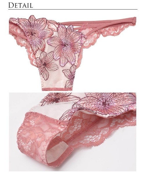 スイート シアー リリー ブラジャー & バック透け Tバック ショーツ セット(ブラ&ショーツ)|Reinest(レイネスト) スイート シアー リリー ブラジャー & バック透け Tバック ショーツ セット(ブラ&ショーツ)|Reinest(レイネスト)