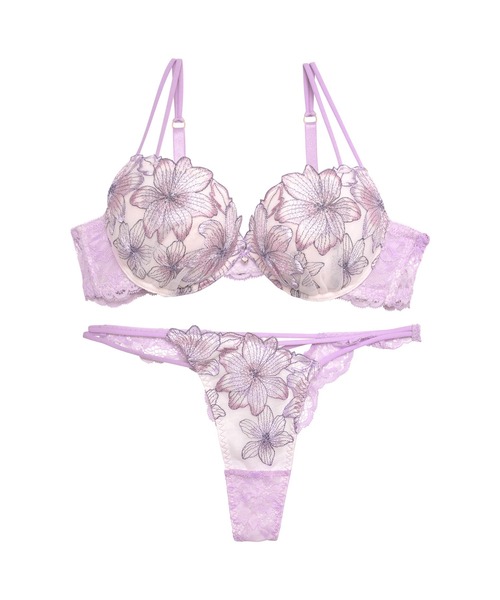 スイート シアー リリー ブラジャー & バック透け Tバック ショーツ セット(ブラ&ショーツ)|Reinest(レイネスト) スイート シアー リリー ブラジャー & バック透け Tバック ショーツ セット(ブラ&ショーツ)|Reinest(レイネスト)