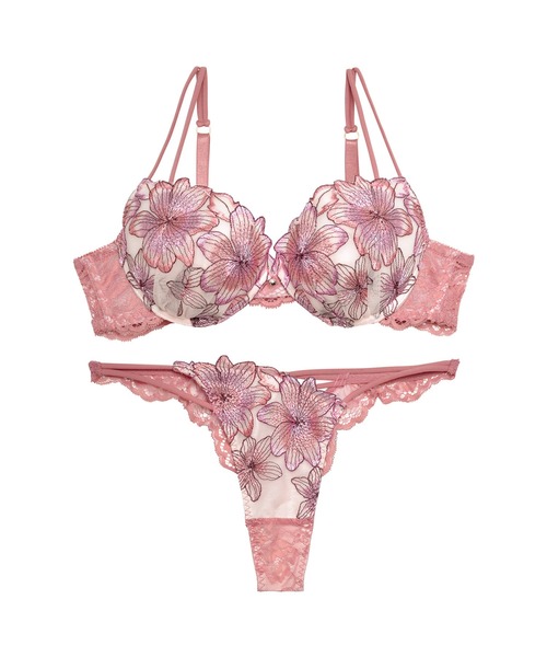 スイート シアー リリー ブラジャー & バック透け Tバック ショーツ セット(ブラ&ショーツ)|Reinest(レイネスト) スイート シアー リリー ブラジャー & バック透け Tバック ショーツ セット(ブラ&ショーツ)|Reinest(レイネスト)