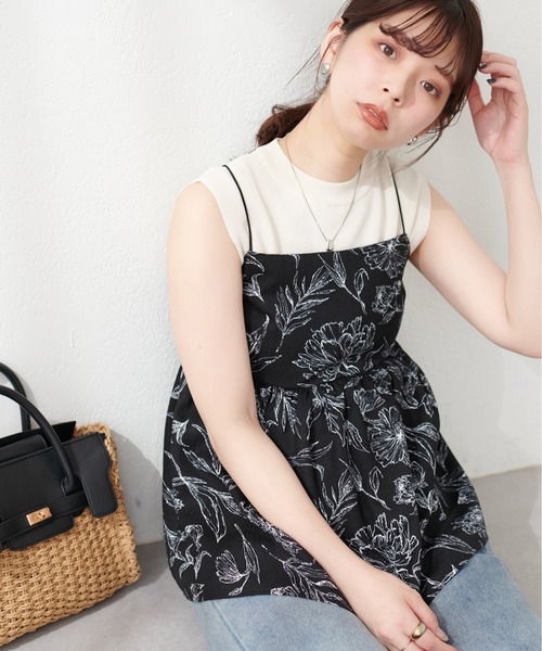 【Omekashi】花柄プリント キャミチュニック【2024aw】 Omekashi】花柄プリント キャミチュニック【2024aw】