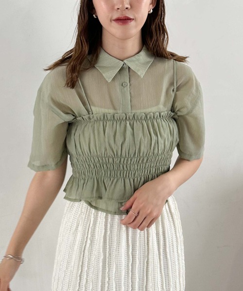 archives（アルシーヴ）の「楊柳シャツＸビスチェＳＥＴ（シャツ/ブラウス・レディース・グリーン/アイボリー/ブラック・MEDIUM）」の7枚目の写真
