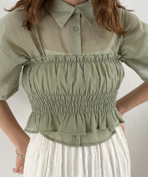 archives（アルシーヴ）の「楊柳シャツＸビスチェＳＥＴ（シャツ/ブラウス・レディース・グリーン/アイボリー/ブラック・MEDIUM）」の8枚目の写真
