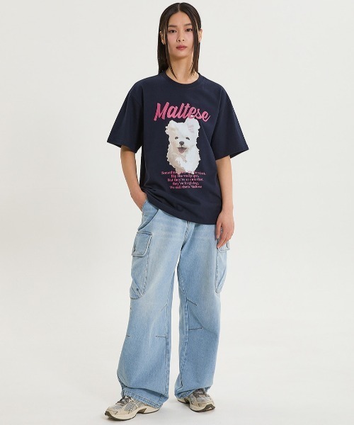 WaiKei（ワイケイ）の「A'GEM/9 × .kom 『WaiKei/ワイケイ』 GOOREUM illustration half Sleeve T-shirt /グリム マルチーズ イラスト半袖カットソー（Tシャツ/カットソー・レディース・ブラック/ホワイト/ネイビー・ｻﾝﾌﾟﾙS/50-52/48㎝）」の12枚目の写真