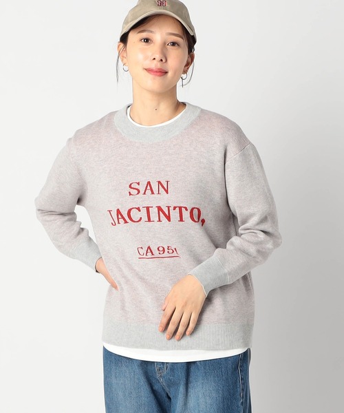 Grand PARK（グランドパーク）の「ジャガード配色ロゴニット（ニット/セーター・レディース・ブラウン/ネイビー/ライトグレー・FREE）」の2枚目の写真