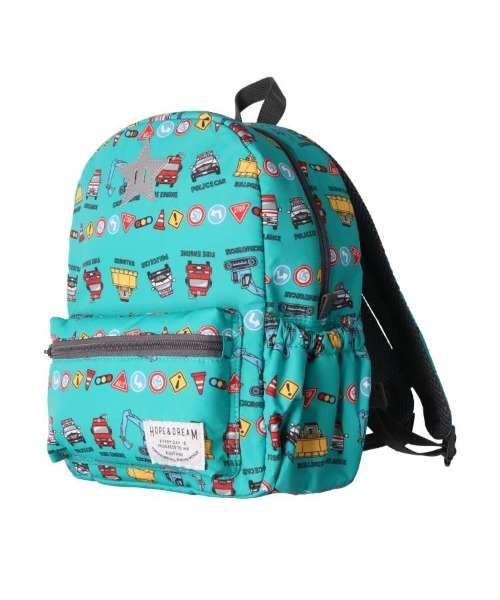 Kids Foret(キッズフォーレ)の「プードル・働く車総柄撥水ボンディングリュック(バックパック/リュック・キッズ・ピンク/ブルー/ライトベージュ/グリーン・M/L)」の3枚目の写真