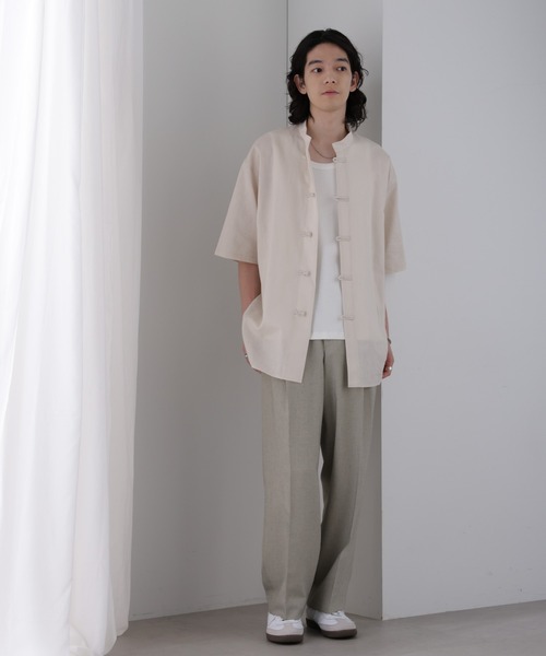 NANO universe(ナノユニバース)の「【ZOZO限定】綿麻チャイナ半袖シャツ(シャツ/ブラウス・メンズ・ブルー/ライトベージュ/ネイビー/ベージュ・S/M/L/XL)」の5枚目の写真