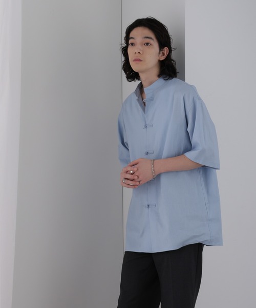 NANO universe(ナノユニバース)の「【ZOZO限定】綿麻チャイナ半袖シャツ(シャツ/ブラウス・メンズ・ブルー/ライトベージュ/ネイビー/ベージュ・S/M/L/XL)」の8枚目の写真