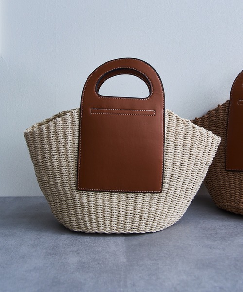 SETUP7（セットアップセブン）の「【SETUP7】かごバッグ 　ワンハンドル/巾着/手持ち/サマーバッグ　KNF（かごバッグ・レディース・ベージュ/アイボリー・FREE）」の7枚目の写真