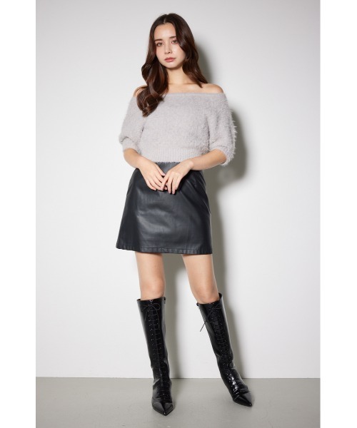 rienda(リエンダ)の「フェイクレザーミニスコショ(スカート・レディース・ブラック/ピンク・X-SMALL/SMALL/MEDIUM)」の3枚目の写真