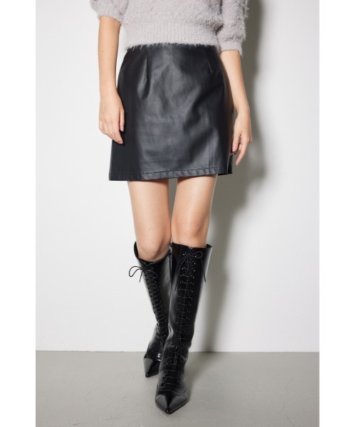 rienda(リエンダ)の「フェイクレザーミニスコショ(スカート・レディース・ブラック/ピンク・X-SMALL/SMALL/MEDIUM)」の5枚目の写真