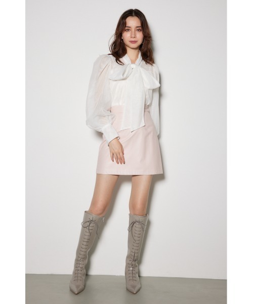 rienda(リエンダ)の「フェイクレザーミニスコショ(スカート・レディース・ブラック/ピンク・X-SMALL/SMALL/MEDIUM)」の7枚目の写真