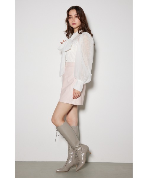 rienda(リエンダ)の「フェイクレザーミニスコショ(スカート・レディース・ブラック/ピンク・X-SMALL/SMALL/MEDIUM)」の8枚目の写真