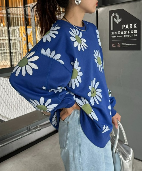 HELLO.SANFRANCISCO（ハローサンフランシスコ）の「【HELLO.SANFRANCISCO】マーガレットプリントオーバースウェット（スウェット・レディース・ピンク/グレー/ブルー/レッド・ONE SIZE）」の16枚目の写真