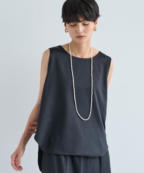 BARNYARDSTORM（バンヤードストーム）の「BARNYARDSTORM / サテンタンク / マシンウォッシャブル（タンクトップ・レディース・モカ/ブラック・FREE）」の2枚目の写真