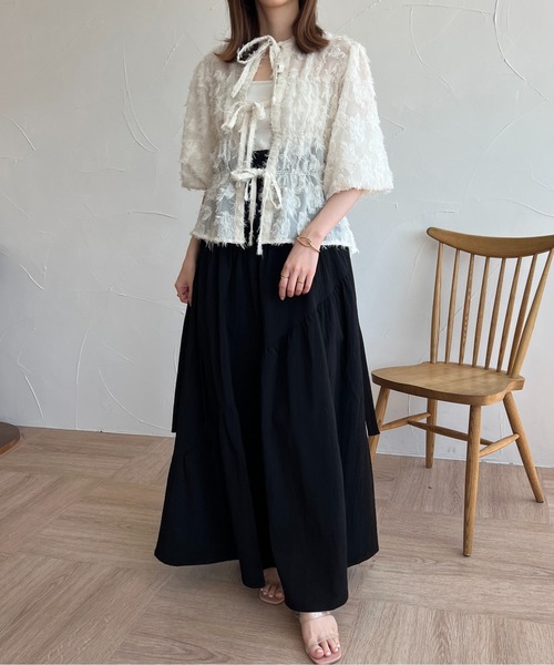 raffime（ラフィミー）の「シャーリング肩リボンキャミワンピース（ワンピース・レディース・カーキ/ブラック/オフホワイト・フリー）」の17枚目の写真