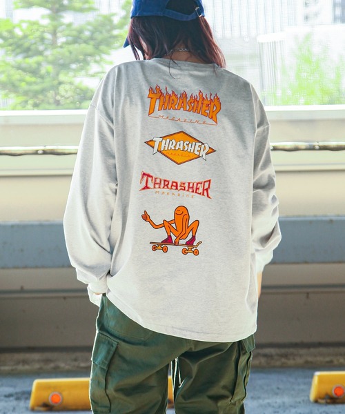 THRASHER（スラッシャー）の「【THRASHER】 バックプリント 長袖 Tシャツ / ロンT（Tシャツ/カットソー・メンズ・グリーン/ホワイト/グレー/ブラック・LARGE/MEDIUM）」の3枚目の写真