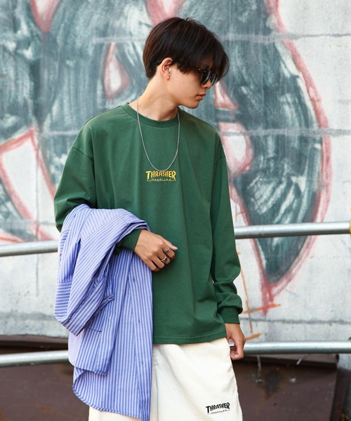 THRASHER（スラッシャー）の「【THRASHER】 バックプリント 長袖 Tシャツ / ロンT（Tシャツ/カットソー・メンズ・グリーン/ホワイト/グレー/ブラック・LARGE/MEDIUM）」の6枚目の写真