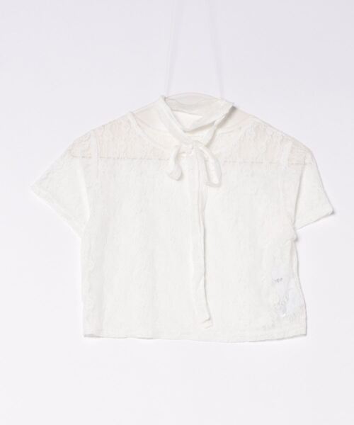 nemne store（ネンネストア）の「【Seoup】ボウタイ付レーストップス（Tシャツ/カットソー・レディース・オフホワイト/ブラック・SMALL/MEDIUM）」の18枚目の写真