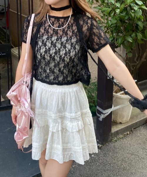 nemne store（ネンネストア）の「【Seoup】ボウタイ付レーストップス（Tシャツ/カットソー・レディース・オフホワイト/ブラック・SMALL/MEDIUM）」の16枚目の写真