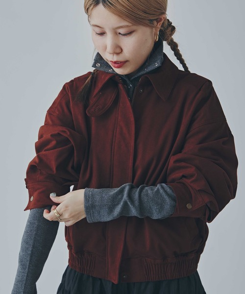 N.（N. Natural Beauty Basic）（エヌエヌナチュラルビューティーベーシック）の「◆スウェードブルゾン（ブルゾン・レディース・ベージュ/ブラウン・MEDIUM）」の2枚目の写真