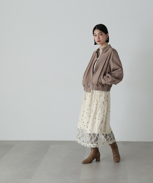 N.（N. Natural Beauty Basic）（エヌエヌナチュラルビューティーベーシック）の「◆スウェードブルゾン（ブルゾン・レディース・ベージュ/ブラウン・MEDIUM）」の4枚目の写真