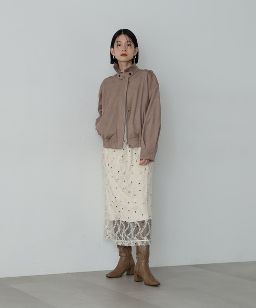 N.（N. Natural Beauty Basic）（エヌエヌナチュラルビューティーベーシック）の「◆スウェードブルゾン（ブルゾン・レディース・ベージュ/ブラウン・MEDIUM）」の6枚目の写真