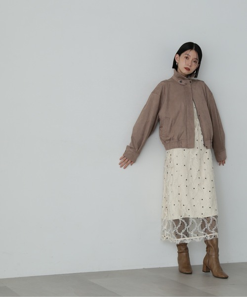 N.（N. Natural Beauty Basic）（エヌエヌナチュラルビューティーベーシック）の「◆スウェードブルゾン（ブルゾン・レディース・ベージュ/ブラウン・MEDIUM）」の8枚目の写真