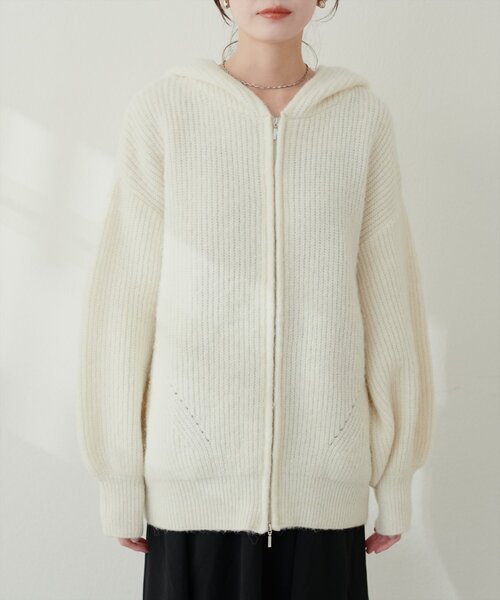 【新品】片あぜWzipゆるカーディガン セール】片畦Wzipゆるカーデ（カーディガン/ボレロ）｜natural