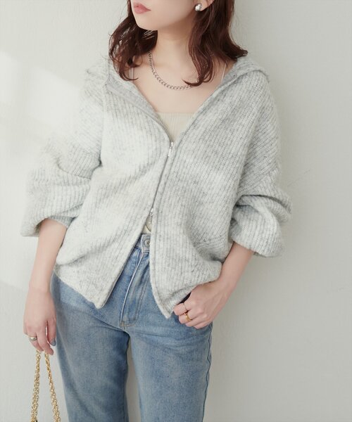 【新品】片あぜWzipゆるカーディガン セール】片畦Wzipゆるカーデ（カーディガン/ボレロ）｜natural