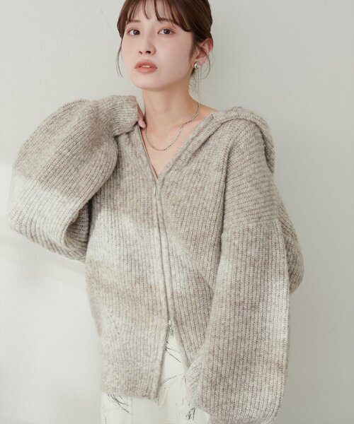 natural couture(ナチュラルクチュール)の「片畦Wzipゆるカーデ(カーディガン/ボレロ・レディース・モカ/ライトグレー/アイボリー/サックスブルー・FREE)」の11枚目の写真