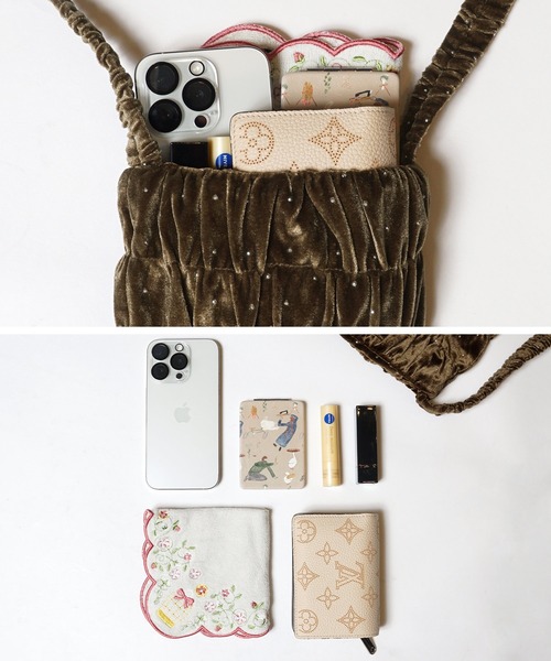 coca（coca）（コカ）の「ラインストーン ベロアショルダーバッグ（ショルダーバッグ・レディース・ブラウン/ブラック・ONE SIZE）」の13枚目の写真