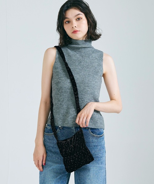 coca（coca）（コカ）の「ラインストーン ベロアショルダーバッグ（ショルダーバッグ・レディース・ブラウン/ブラック・ONE SIZE）」の7枚目の写真