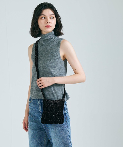 coca（coca）（コカ）の「ラインストーン ベロアショルダーバッグ（ショルダーバッグ・レディース・ブラウン/ブラック・ONE SIZE）」の4枚目の写真