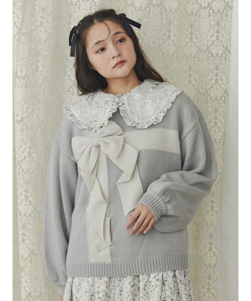 merry jenny（メリージェニー）の「プレゼントリボンニット（ニット/セーター・レディース・ボルドー/ブルー/アイボリー・FREE）」の10枚目の写真