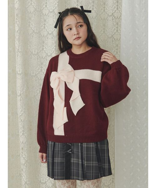 merry jenny（メリージェニー）の「プレゼントリボンニット（ニット/セーター・レディース・ボルドー/ブルー/アイボリー・FREE）」の18枚目の写真