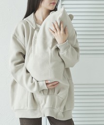 【ママサイズ】裏起毛 フード付き マタニティ ジップパーカー