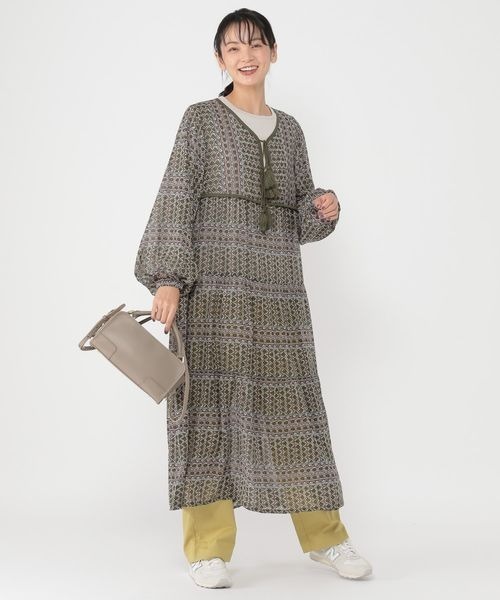 エスニック☆ワンピース ティアード 肌見せ スタンド パフ袖 k114d5641.jpg
