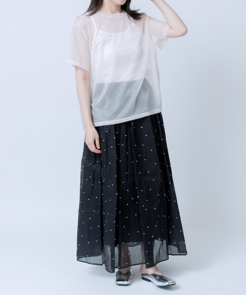 セール】シアーカットソー サイドスリットTシャツ（Tシャツ