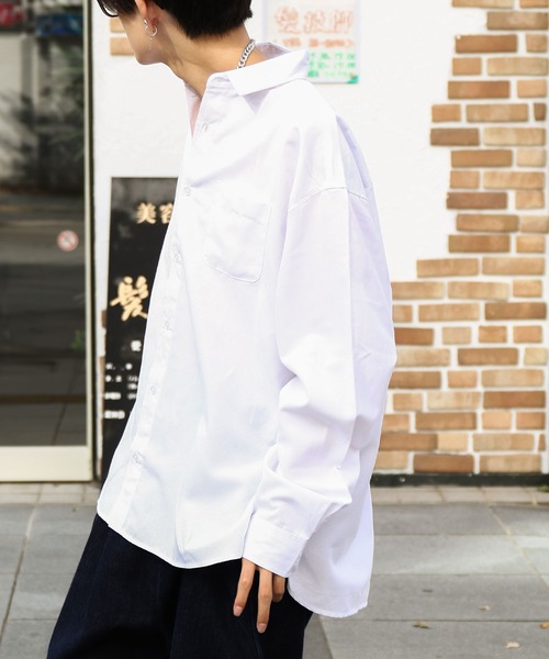 ZIP FIVE（ジップファイブ）の「【ZIP FIVE】 CVCオックス レギュラーカラー 長袖 シンプル オーバーサイズ シャツ（シャツ/ブラウス・メンズ・オフホワイト/サックスブルー/ネイビー/チャコール・MEDIUM/LARGE/X-LARGE）」の6枚目の写真