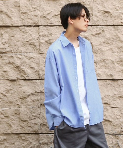 ZIP FIVE（ジップファイブ）の「【ZIP FIVE】 CVCオックス レギュラーカラー 長袖 シンプル オーバーサイズ シャツ（シャツ/ブラウス・メンズ・オフホワイト/サックスブルー/ネイビー/チャコール・MEDIUM/LARGE/X-LARGE）」の18枚目の写真