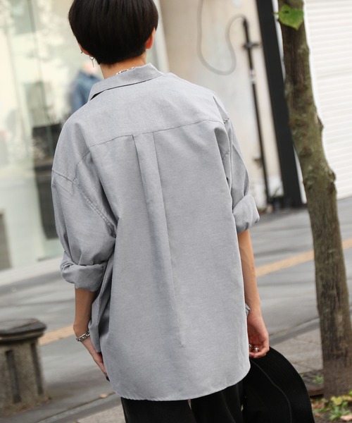 ZIP FIVE（ジップファイブ）の「【ZIP FIVE】 CVCオックス レギュラーカラー 長袖 シンプル オーバーサイズ シャツ（シャツ/ブラウス・メンズ・オフホワイト/サックスブルー/ネイビー/チャコール・MEDIUM/LARGE/X-LARGE）」の21枚目の写真