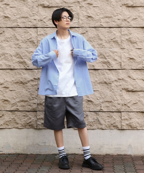 ZIP FIVE（ジップファイブ）の「【ZIP FIVE】 CVCオックス レギュラーカラー 長袖 シンプル オーバーサイズ シャツ（シャツ/ブラウス・メンズ・オフホワイト/サックスブルー/ネイビー/チャコール・MEDIUM/LARGE/X-LARGE）」の19枚目の写真